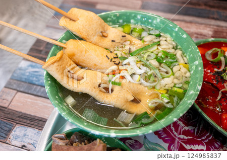 Korean traditional street food. fish cake. 124985837