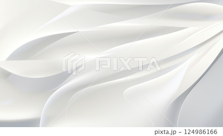 Gentle waves of white create an elegant abstract composition that evokes a sense of calm and simplicity in the design. 124986166
