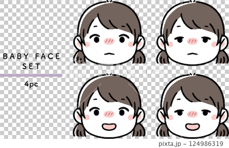 Baby and kids sick face set Baby and kids sick face set 124986319