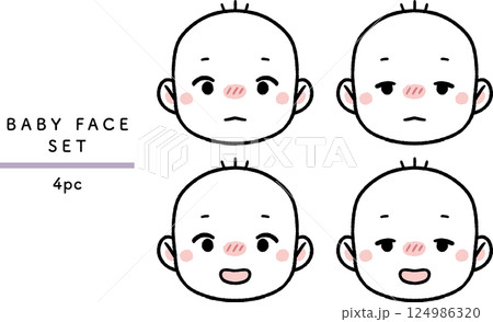 赤ちゃんの表情セット　体調不良　baby sick face set 124986320