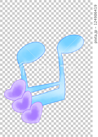 帶有心形紙裝飾的音符 124986419