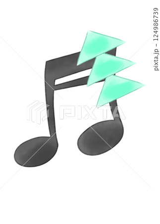 三角形の紙飾りの付いた音符 三角形の紙飾りの付いた音符 124986739