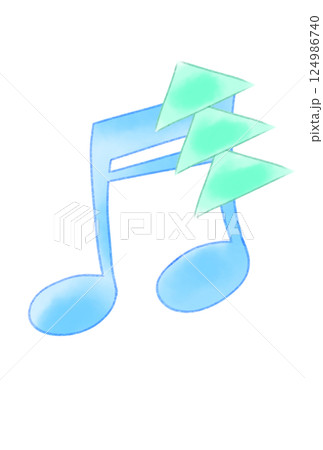 三角形の紙飾りの付いた音符 三角形の紙飾りの付いた音符 124986740