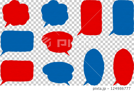 建築紙上的一組手繪紅色和藍色的氣泡 124986777