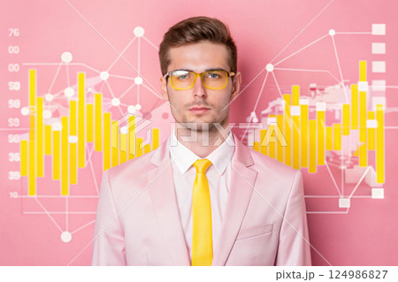 businessman with stock chart 124986827