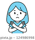 手でバツサインをする女性 124986998