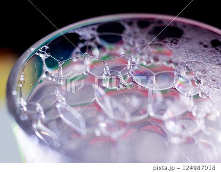 Colored soap and water bubbles. Abstract background. 124987018