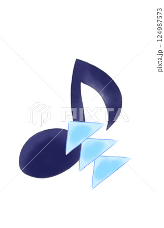 三角形の紙飾りの付いた音符 124987573