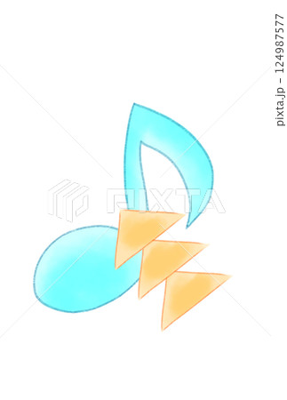 三角形の紙飾りの付いた音符 三角形の紙飾りの付いた音符 124987577