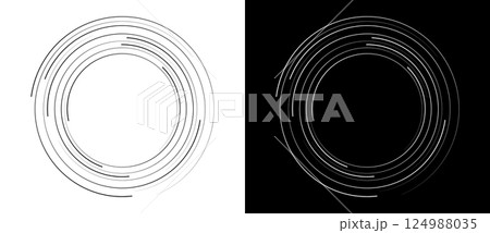 Abstract background with lines in circle. Art design spiral as logo or icon. A black figure on a white background and an equally white figure on the black side. 124988035
