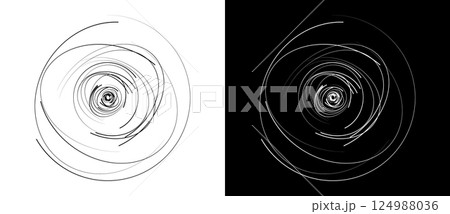 Abstract background with lines in circle. Art design spiral as logo or icon. A black figure on a white background and an equally white figure on the black side. 124988036