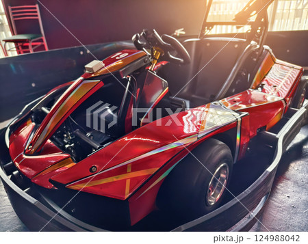 New electric go karts in the modern indoor racing track New electric go karts in the modern indoor racing track 124988042