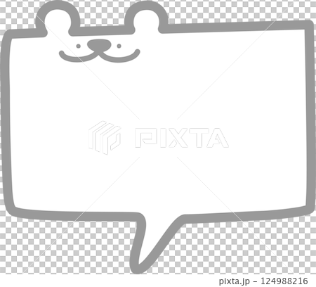 Minimal doodle hand draw animal bear speech bubble balloon, icon sticker memo keyword planner text box banner, flat design png illustration 124988216