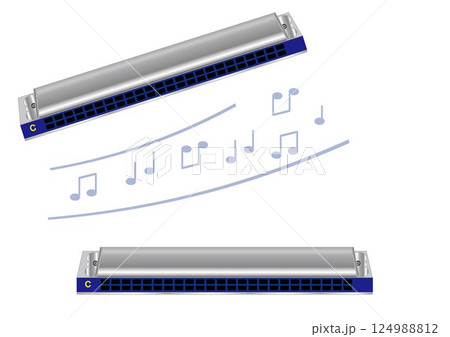 複音ハーモニカのイラスト 複音ハーモニカのイラスト 124988812
