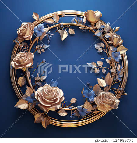Round frame in art nouveau style with ornament. Retro frame with fairytale and magic decoration. Generated AI. Round frame in art nouveau style with ornament. Retro frame with fairytale and magic decoration. Generated AI. 124989770