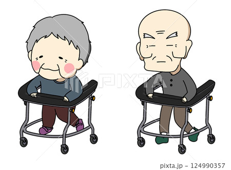 歩行器で歩行をしている高齢者 124990357