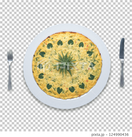 Frittata (Italy) - An Italian-style omelet, typically filled with vegetables, cheese, or meat. It's often served as a breakfast or Frittata (Italy) - An Italian-style omelet, typically filled with vegetables, cheese, or meat. It's often served as a breakfast or 124990436