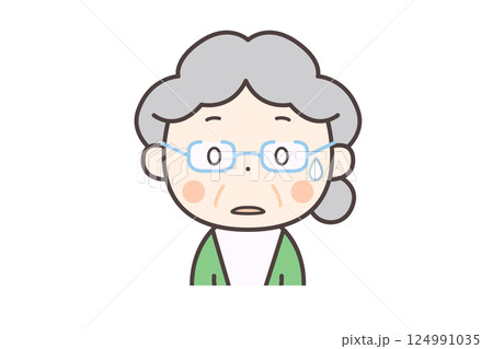 びっくりしてぽかんとする高齢者の女性 びっくりしてぽかんとする高齢者の女性 124991035