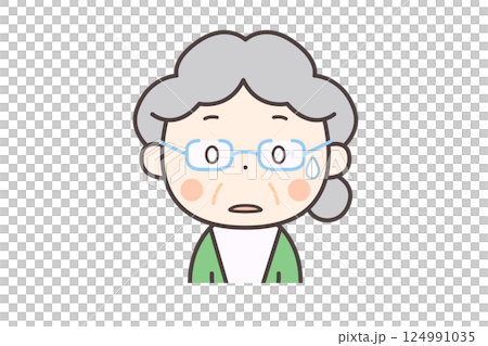 びっくりしてぽかんとする高齢者の女性 びっくりしてぽかんとする高齢者の女性 124991035