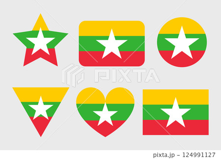Myanmar Flag icon. Official vector Burma flag isolated on white 124991127