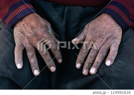 Close-up shot of senior male hand. Close-up shot of senior male hand. 124991816