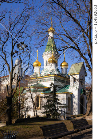 St. Nicholas Church in Sofia, Bulgaria, on sunny winter day 124992653