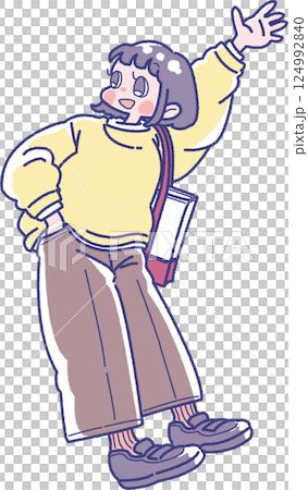 Illustration of a girl holding a tote bag 124992840