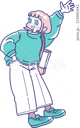 トートバッグを持った女の子のイラスト トートバッグを持った女の子のイラスト 124992842