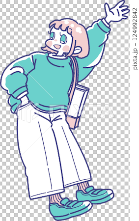 トートバッグを持った女の子のイラスト トートバッグを持った女の子のイラスト 124992842