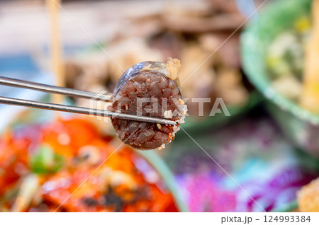 Korean traditional street food. Sundae Korean traditional street food. Sundae 124993384