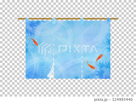 Summer image of a noren curtain with goldfish 124993440