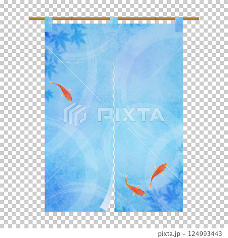夏季金魚圖案的暖簾 124993443