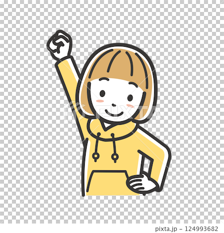 エイエイオーの掛け声をする女の子 124993682