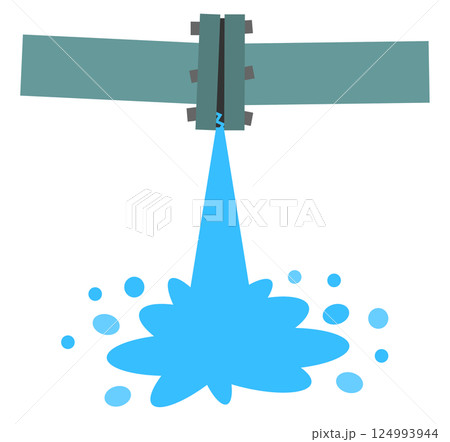 配管の不良や劣化で水漏れする緊急トラブルのイラスト 配管の不良や劣化で水漏れする緊急トラブルのイラスト 124993944