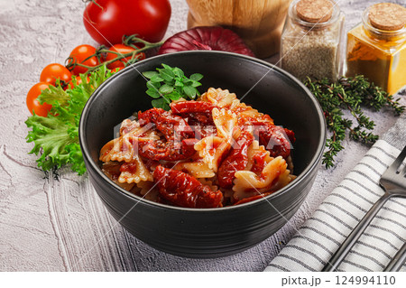 Italian pasta with dry tomato Italian pasta with dry tomato 124994110