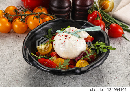 Burrata cheese with tomato salad Burrata cheese with tomato salad 124994161