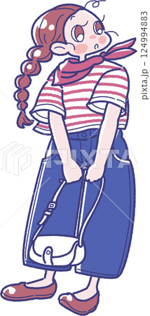 ショルダーバッグを持った女の子のイラスト 124994883