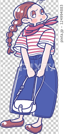 ショルダーバッグを持った女の子のイラスト 124994883