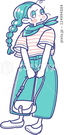 ショルダーバッグを持った女の子のイラスト 124994884