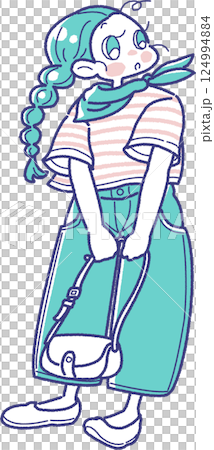 ショルダーバッグを持った女の子のイラスト 124994884