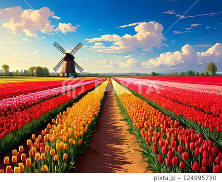 チューリップ畑 チューリップ畑 124995780