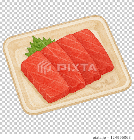 鮪魚生魚片包（水彩插圖） 124996068