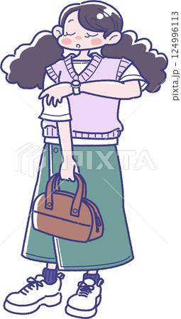 トートバッグを持った女の子のイラスト トートバッグを持った女の子のイラスト 124996113