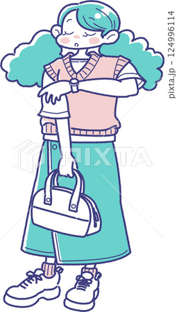 トートバッグを持った女の子のイラスト トートバッグを持った女の子のイラスト 124996114