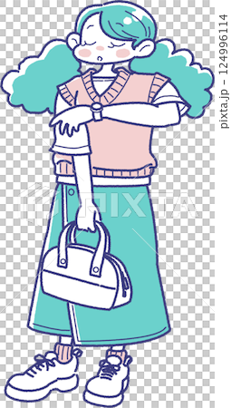 トートバッグを持った女の子のイラスト トートバッグを持った女の子のイラスト 124996114