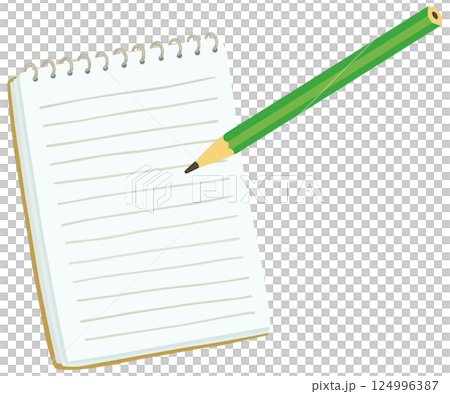 鉛筆和記事本插畫向量素材 124996387