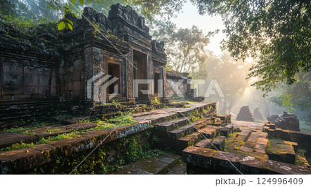 古代遺跡と朝の静寂を感じる神秘的な風景 124996409