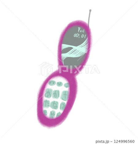 ガラケー、二つ折り携帯電話のイラスト（JPEG/PNG） 124996560