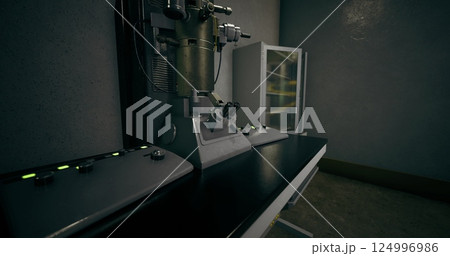Laboratory equipment in a sterile environment with various instruments present Laboratory equipment in a sterile environment with various instruments present 124996986