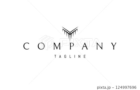 Vector logo with an abstract image of a Greek column with an angle. 124997696